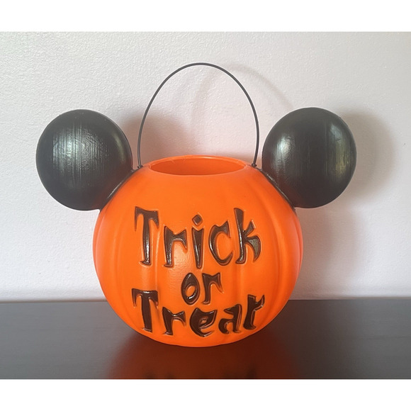 Disney MICKEY MOUSE HALLOWEEN PUMPKIN Blow Mold Trick or Treat Candy Bucket Pail - Picture 5 of 8